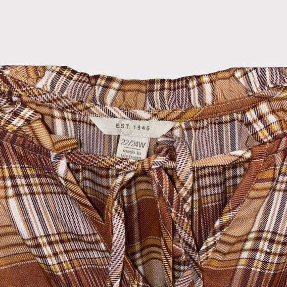 Neutral Tartan Plaid Blouse by C’est 1946 - Picture 3 of 5
